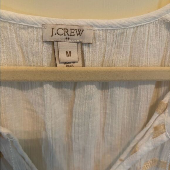 J. Crew White and Cream Embroidered Blouse size M - Picture 3 of 4